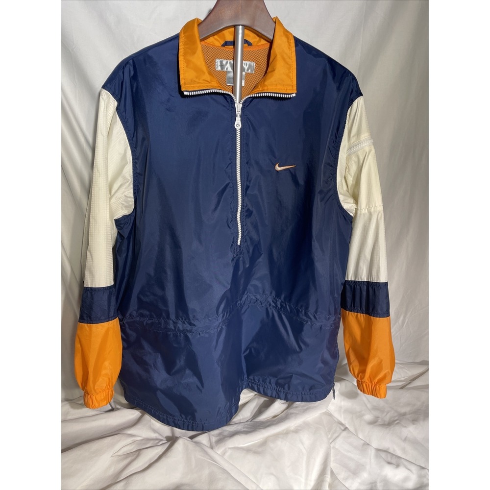 Vintage Y2K 2000s Nike‎ Windbreaker back spellout jacket! Blue White Yellow